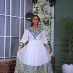 Habesha Kemis Blue on Yellow